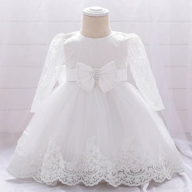 Baby Girls Basic Christening Floral Dress Image 3