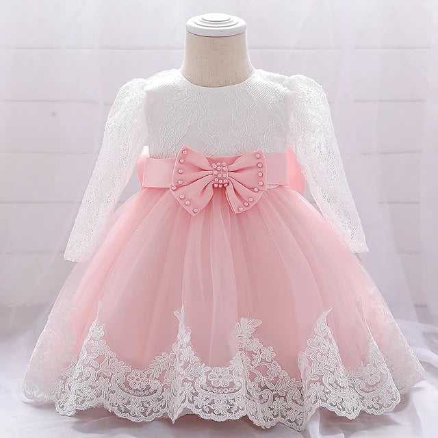 Baby Girls Basic Christening Floral Dress Image 4