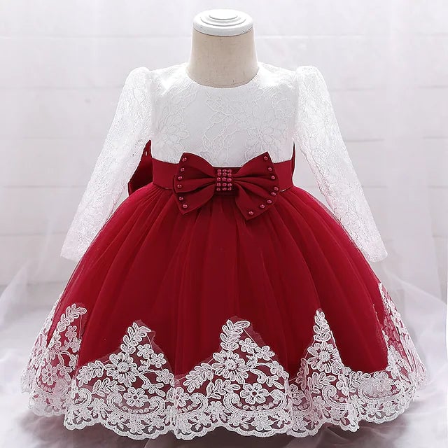 Baby Girls Basic Christening Floral Dress Image 4