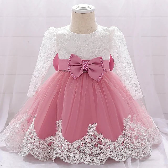 Baby Girls Basic Christening Floral Dress Image 6