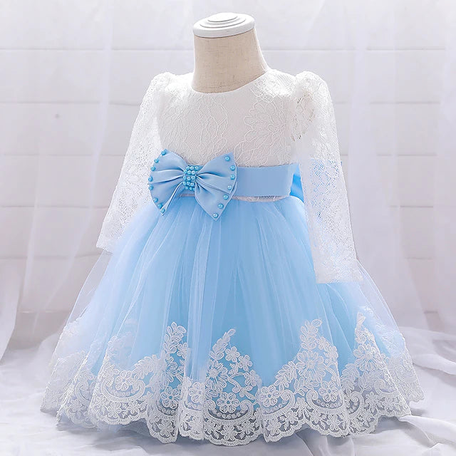 Baby Girls Basic Christening Floral Dress Image 10