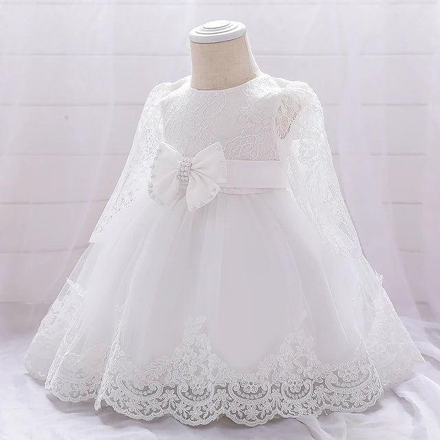 Baby Girls Basic Christening Floral Dress Image 12