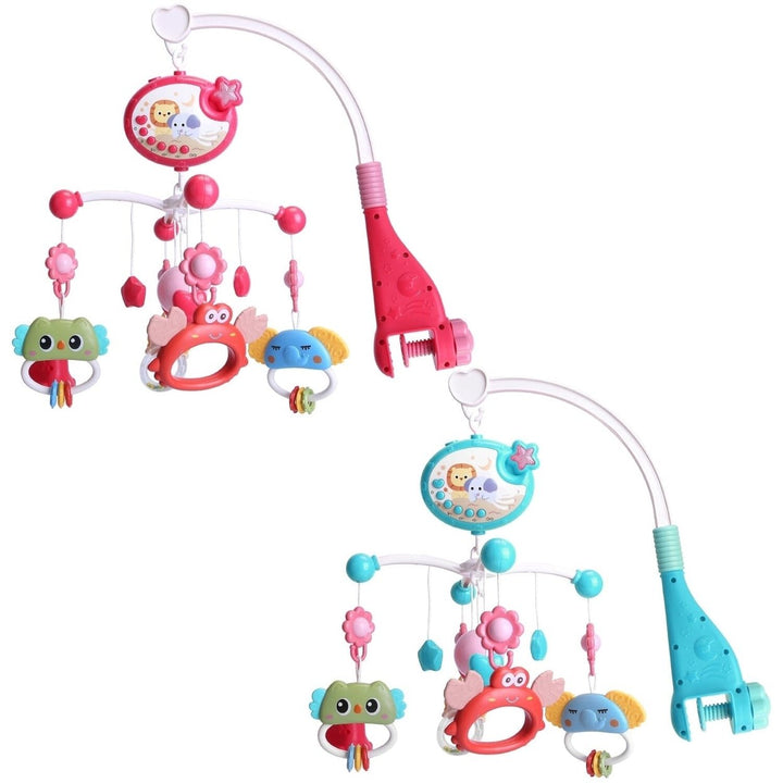 Baby Musical Crib Bed Bell Rotating Mobile Star Projection Image 1