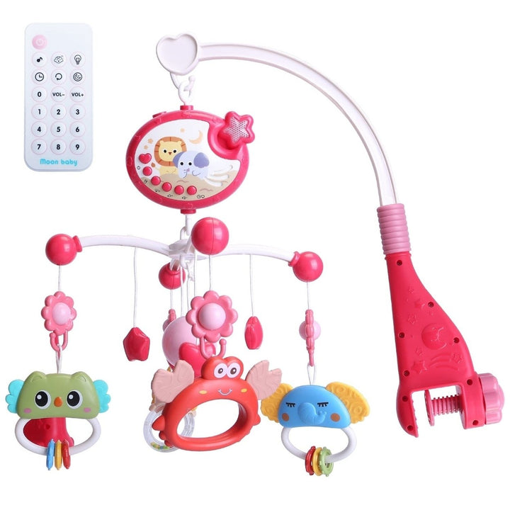 Baby Musical Crib Bed Bell Rotating Mobile Star Projection Image 3