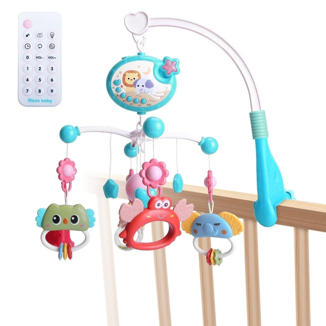 Baby Musical Crib Bed Bell Rotating Mobile Star Projection Image 4