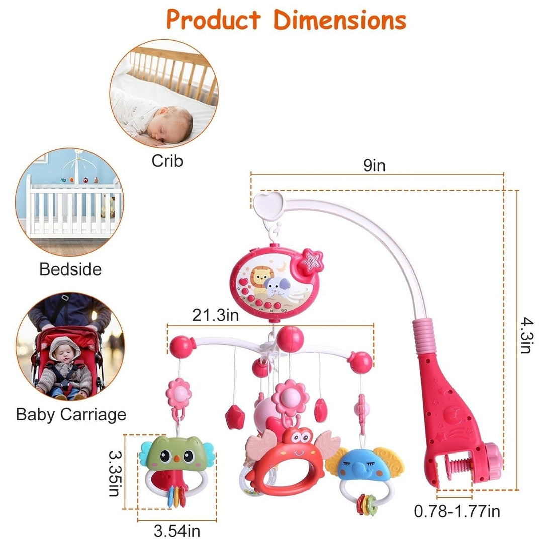 Baby Musical Crib Bed Bell Rotating Mobile Star Projection Image 12