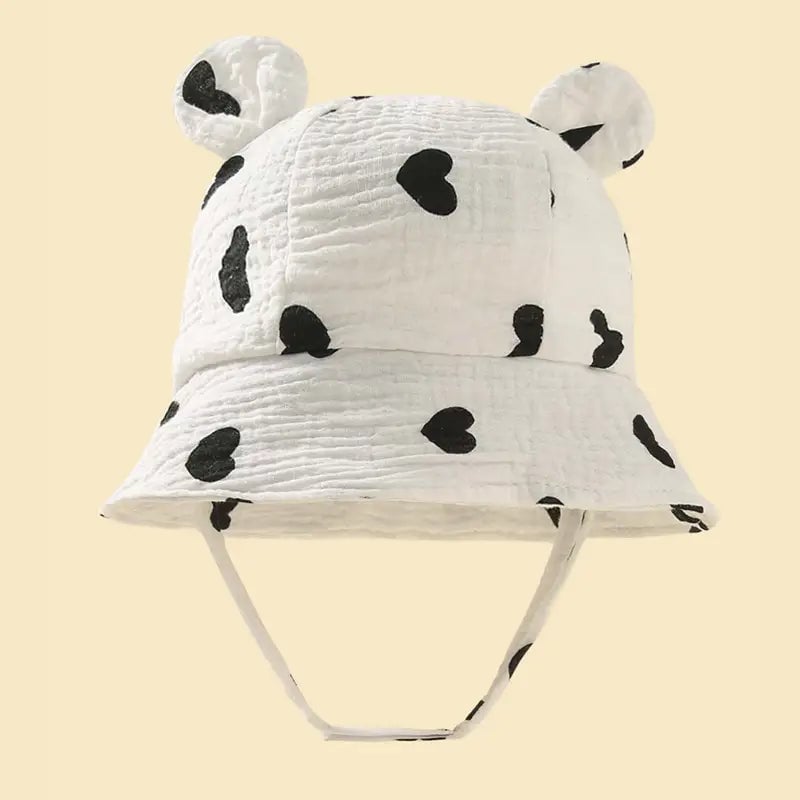 Baby Summer Beach Adjustable Bucket Cute Cotton Hat with Ears Image 2