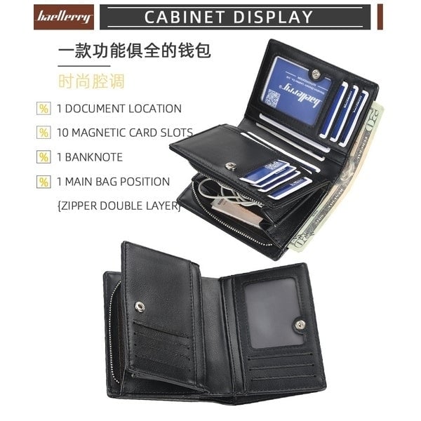 Baellerry Mens Zipper Short Fashion Wallet Image 10