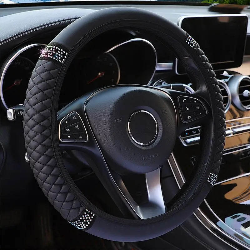 Bling Soft Leather Car Steering Wheel Cover Non-Slip Heat And Cold Protector Image 1