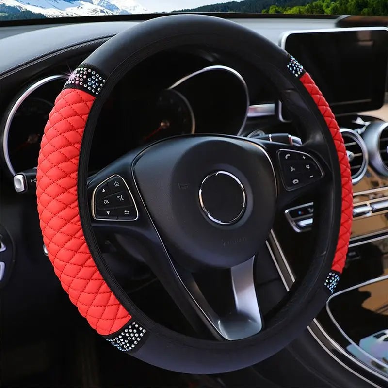 Bling Soft Leather Car Steering Wheel Cover Non-Slip Heat And Cold Protector Image 2