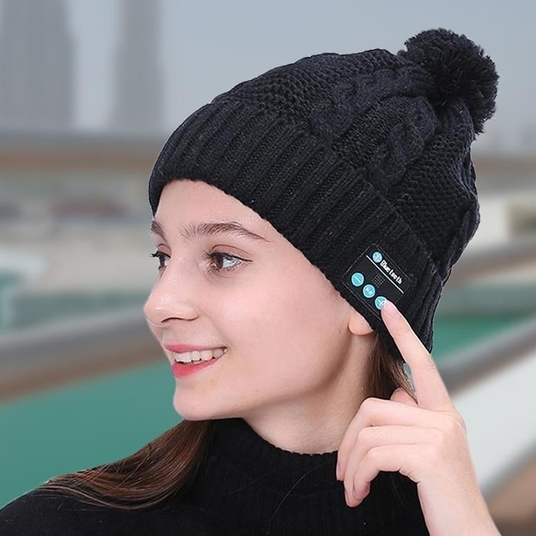 Bluetooth Pom-Pom Beanie - Assorted Colors Image 1