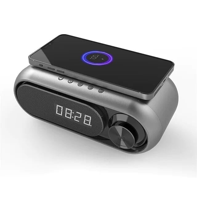 Bluetooth Speaker Wireless Charger with Alarm Clock Image 1