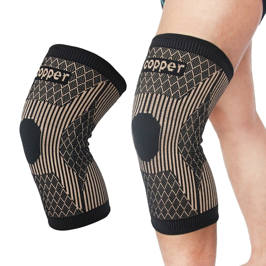 Copper Breathable Recovery Knee Support Brace Sleeve Image 1