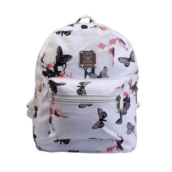 Floral Print Backpack Waterproof Knapsack Image 1