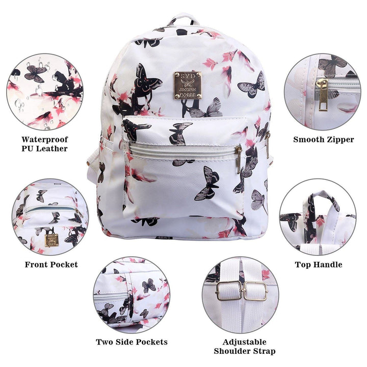 Floral Print Backpack Waterproof Knapsack Image 6