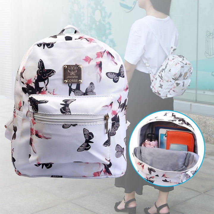 Floral Print Backpack Waterproof Knapsack Image 9