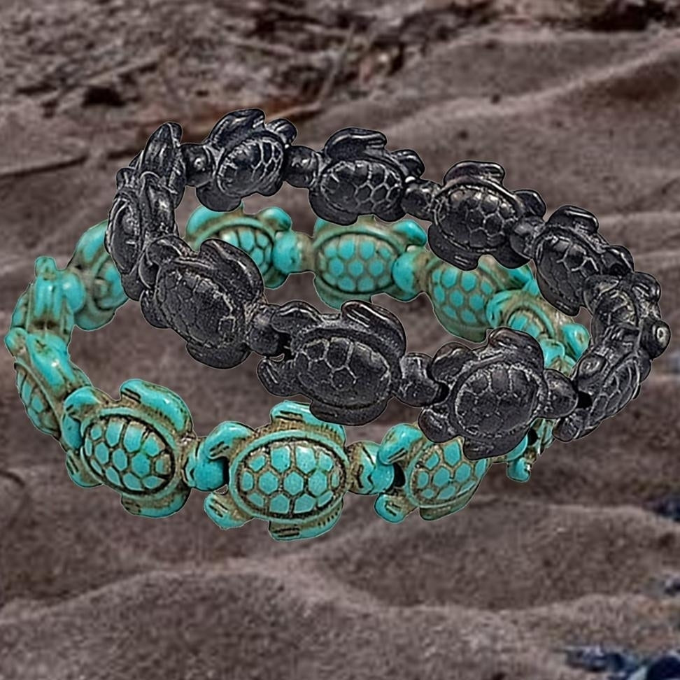 Handmade Turquoise Hawaiian Sea Turtles Bracelet Image 2