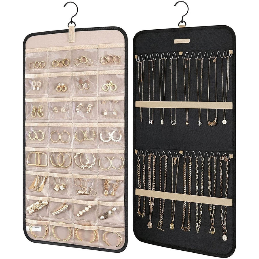 Hanging Jewelry Organizer Storage Roll Image 1