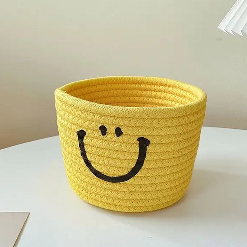 Happy Face Woven Storage Basket Image 2