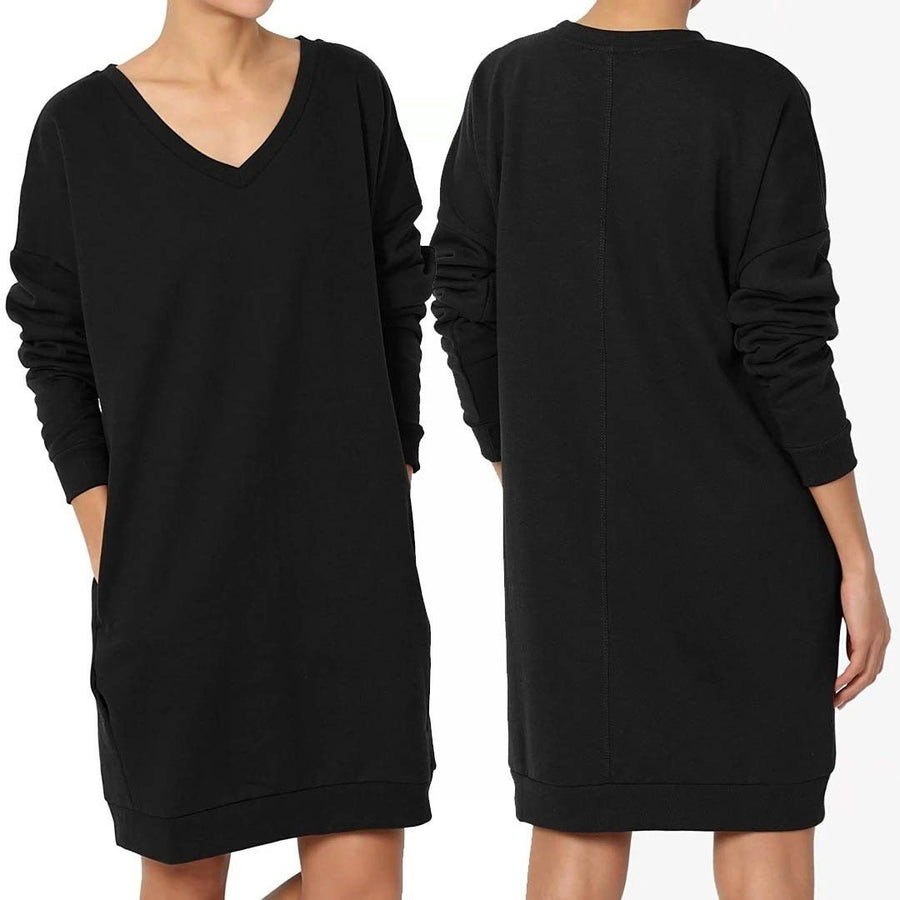 Haute Edition Womens Oversized Pullover Sweatshirt Dress Image 1