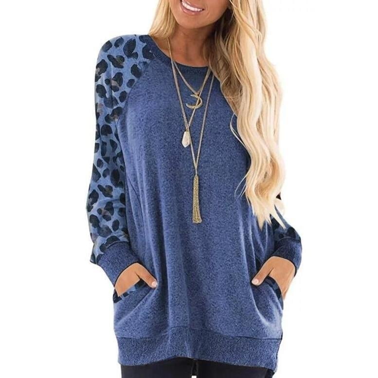 Haute Edition Womens Ultra Soft Long Sleeve Pullover Sweatshirt Leopard Design Image 2