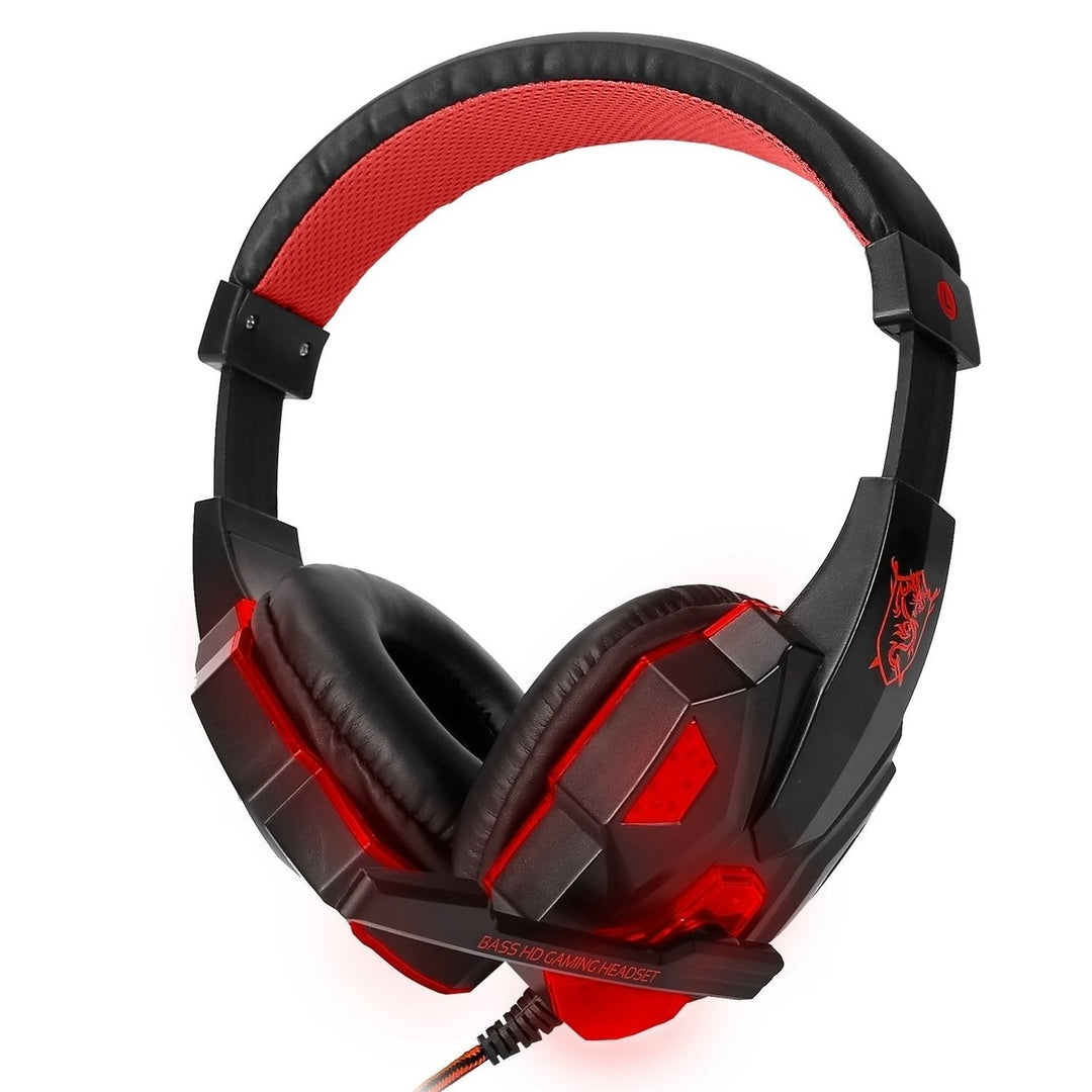 Gaming Headsets Stereo Bass Over Ear Headphones with LED Light Earmuff Image 1