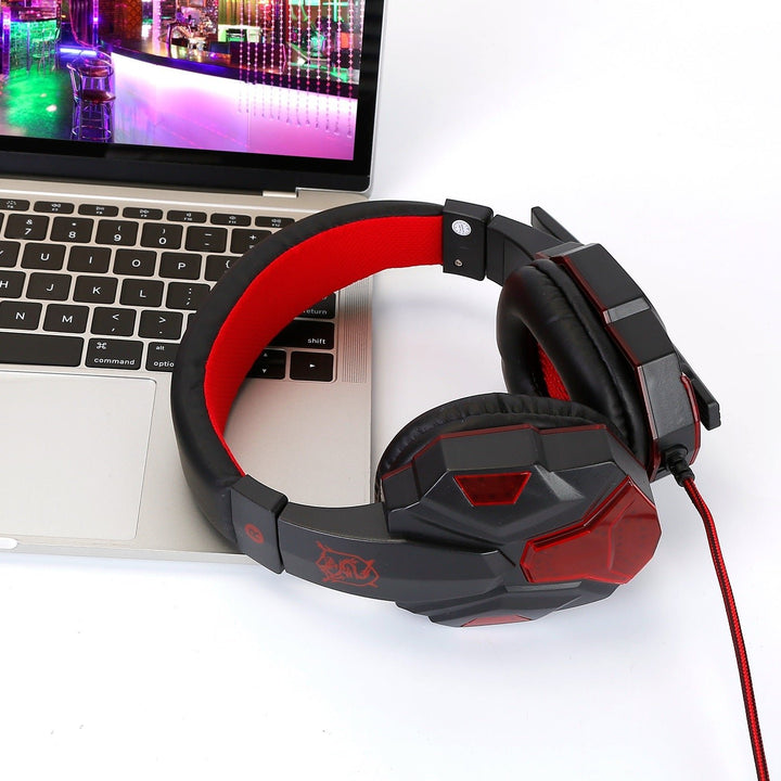 Gaming Headsets Stereo Bass Over Ear Headphones with LED Light Earmuff Image 4