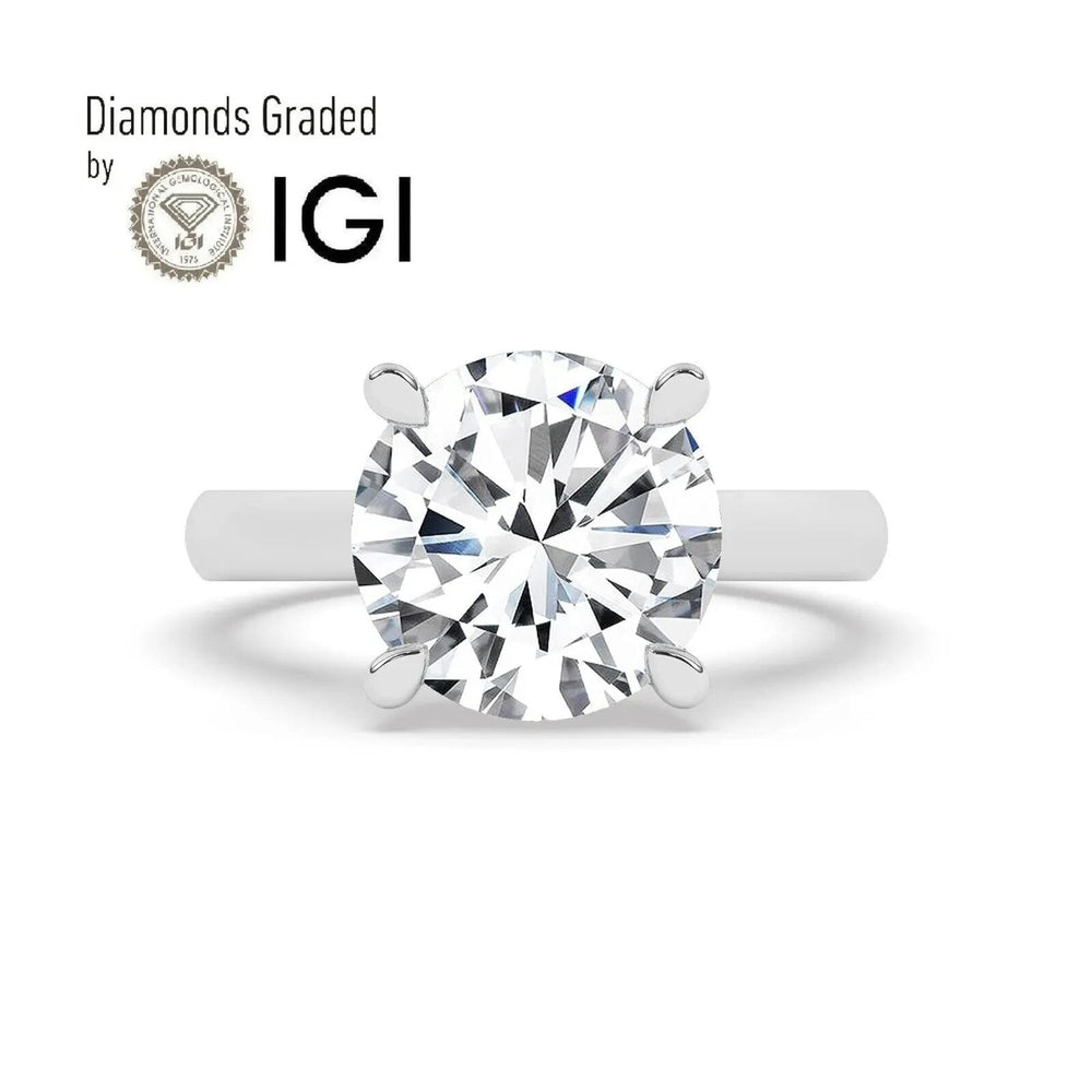 IGI F/VS1 5CT Solitaire Lab-Grown Round Diamond Engagement Ring 18K White Gold Image 2