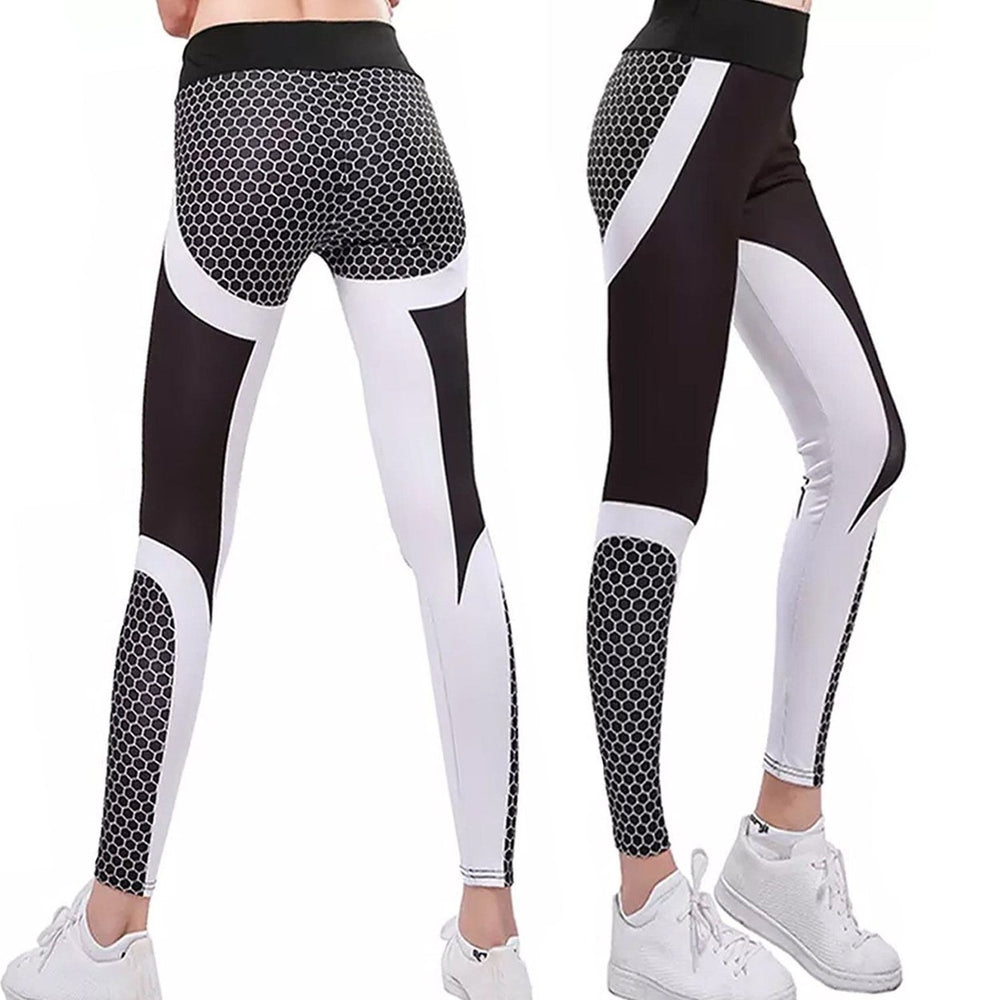 High-Waisted Honeycomb Design Ruched Workouts Fitness Yoga Gym Leggings Pants Image 2