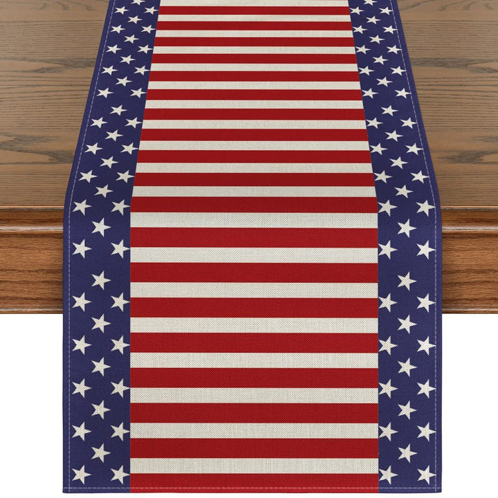 Independence Day Linen Burlap Table Bunting Image 1