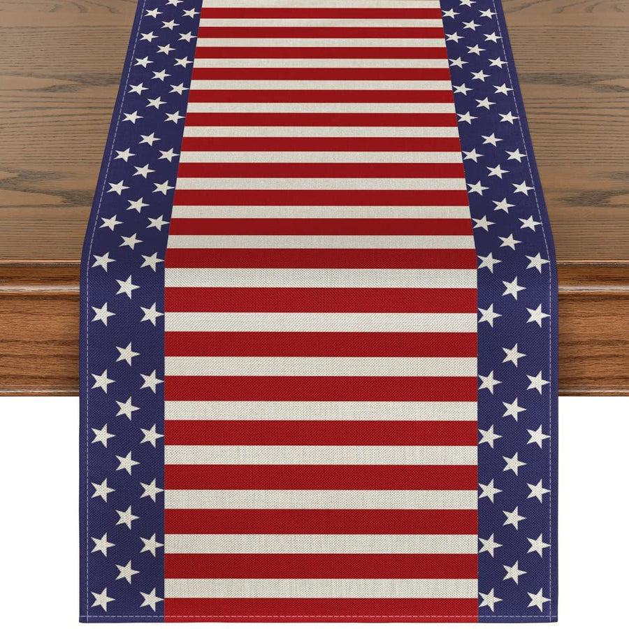 Independence Day Linen Burlap Table Bunting Image 1