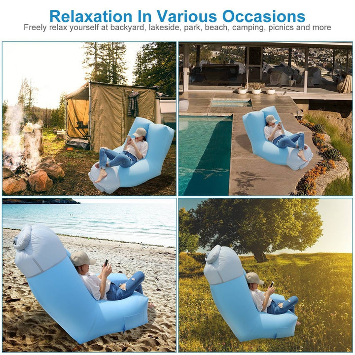 Inflatable Lounger Air Sofa Chair Couch with Portable Organizing Bag Image 11