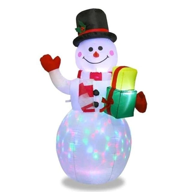 Inflatable Santa Claus and Snowman Night Light Figure Image 2