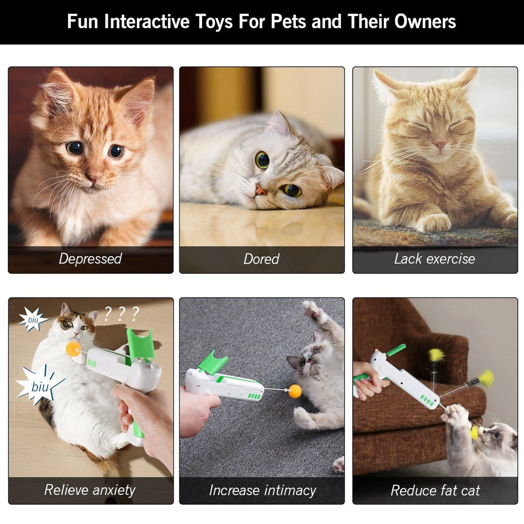 Interactive Cat Toy Gun Stick with Ball and Feather Image 6