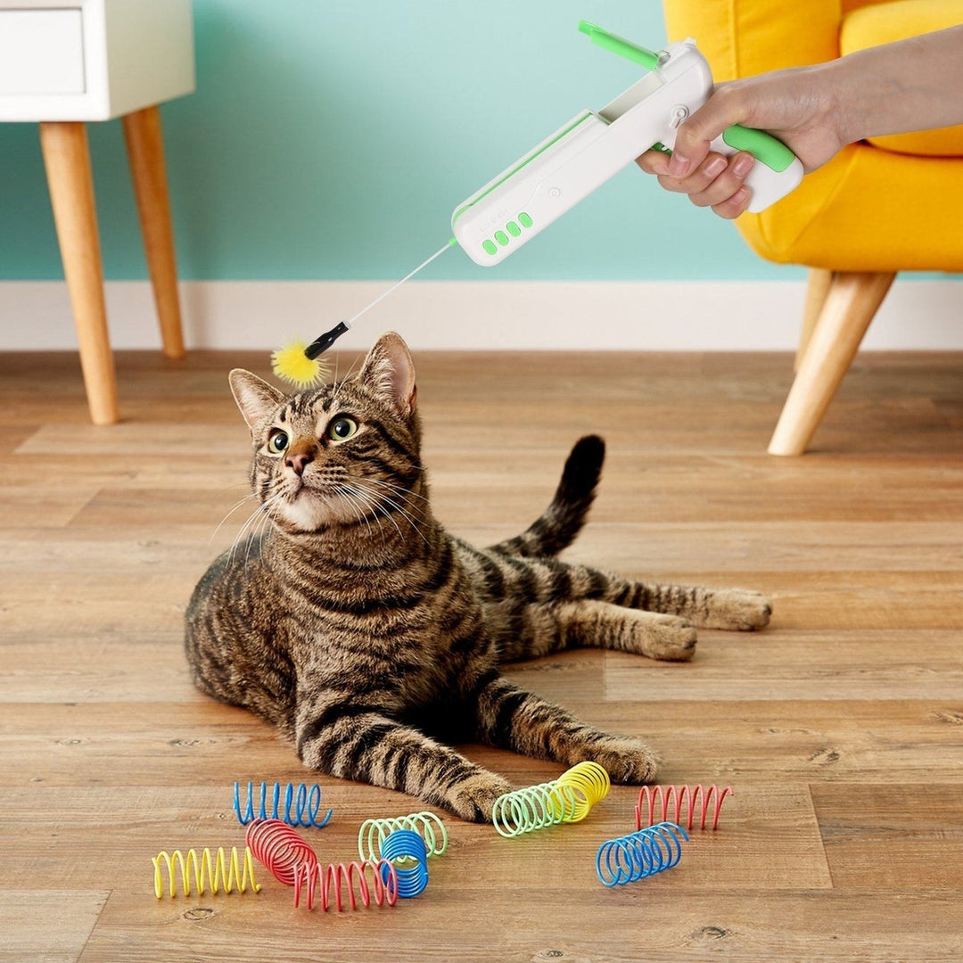 Interactive Cat Toy Gun Stick with Ball and Feather Image 10