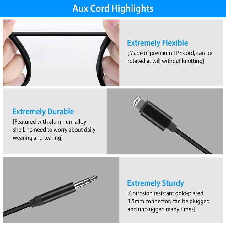 iOS 8 Pin to 3.5mm Aux Audio Adapter Cord Image 10