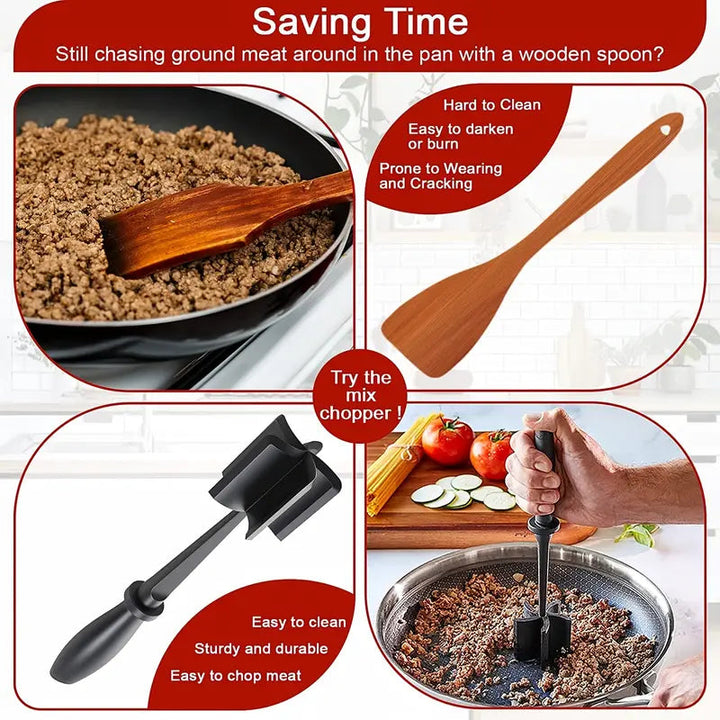 Kitchen Meat Chopper Ground Beef Masher Utensil Heat Resistant Non-Stick Image 8