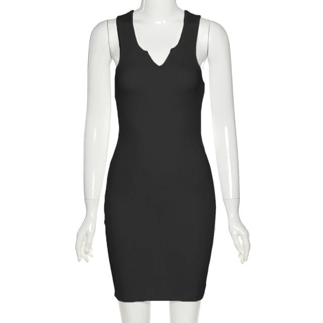 Kliou Cotton Sleeveless V-Neck Ladies Dress Image 2