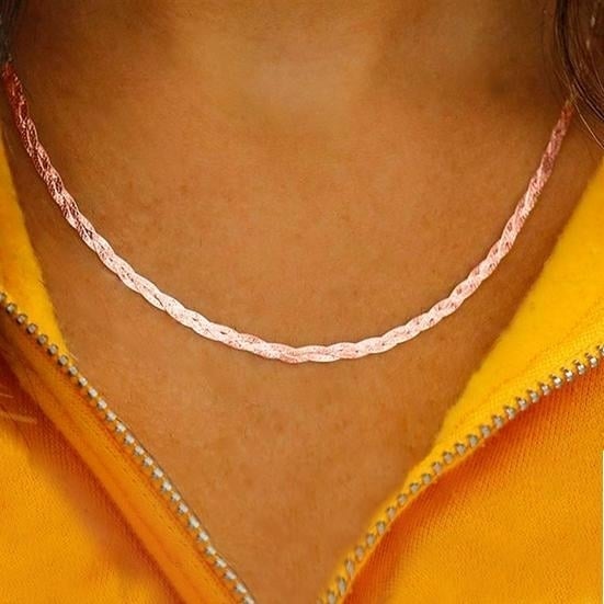 Italian Sterling Silver Braided Herringbone Necklace by Verona Image 2