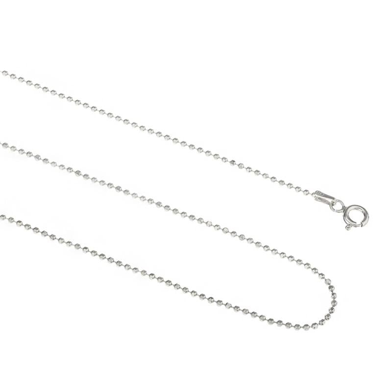 Italian Sterling Silver Diamond Cut Bead Chain Necklace Image 2