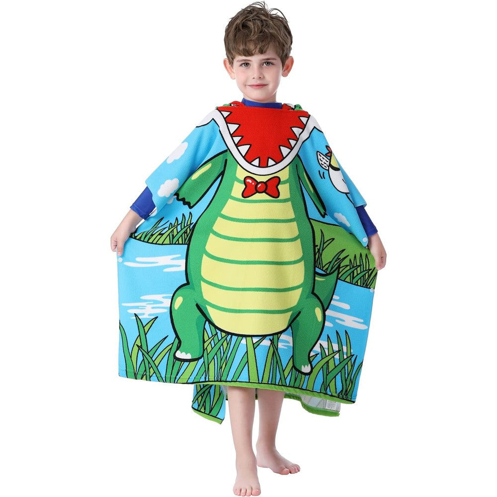 Kids Hooded Soft Microfiber Poncho Towel Image 1