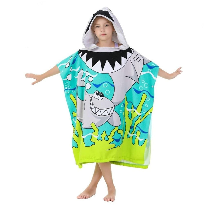 Kids Hooded Soft Microfiber Poncho Towel Image 3