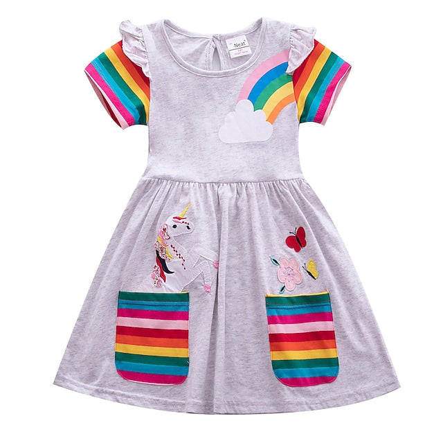 Kids Little Girls Knee-length Short Sleeve Dress Image 2