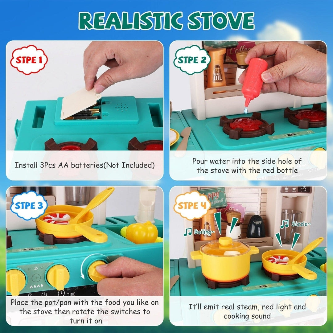 Kids Kitchen Play Set Interactive Pretend Kitchen Toys Cookware Image 9