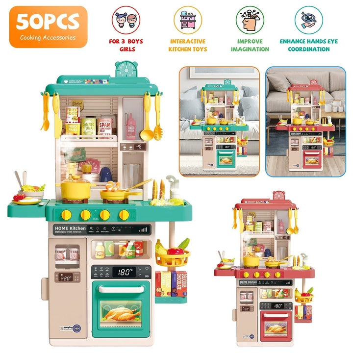 Kids Kitchen Play Set Interactive Pretend Kitchen Toys Cookware Image 10