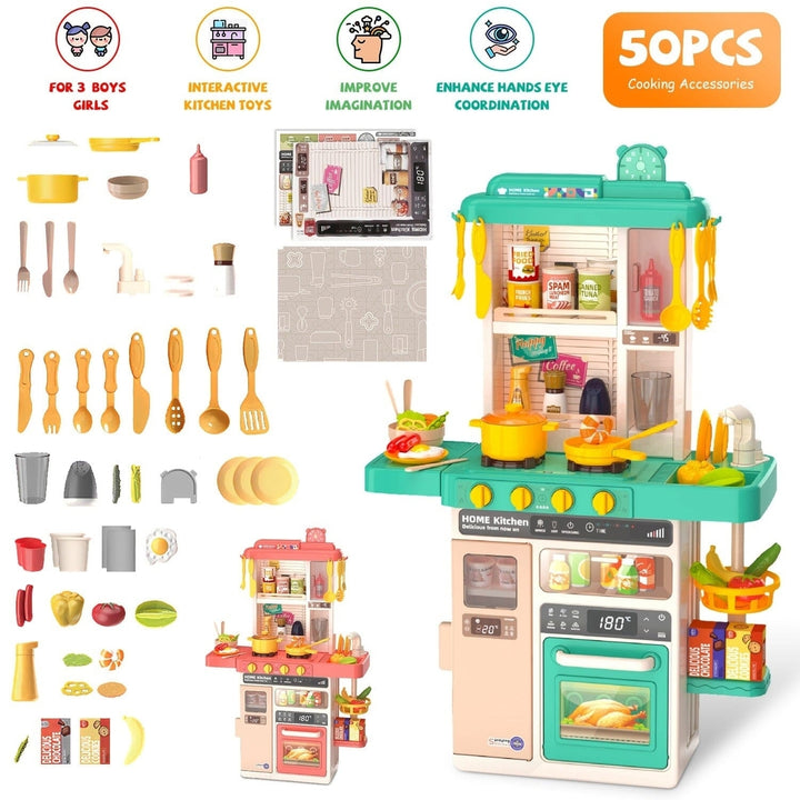 Kids Kitchen Play Set Interactive Pretend Kitchen Toys Cookware Image 11