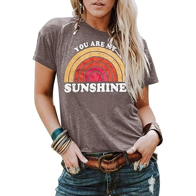 Kaislandy Womens You are My Sunshine T Shirt Image 3