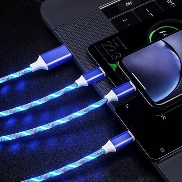 LED Light USB Charger Cable 3-in-1 Fast Charging Image 1