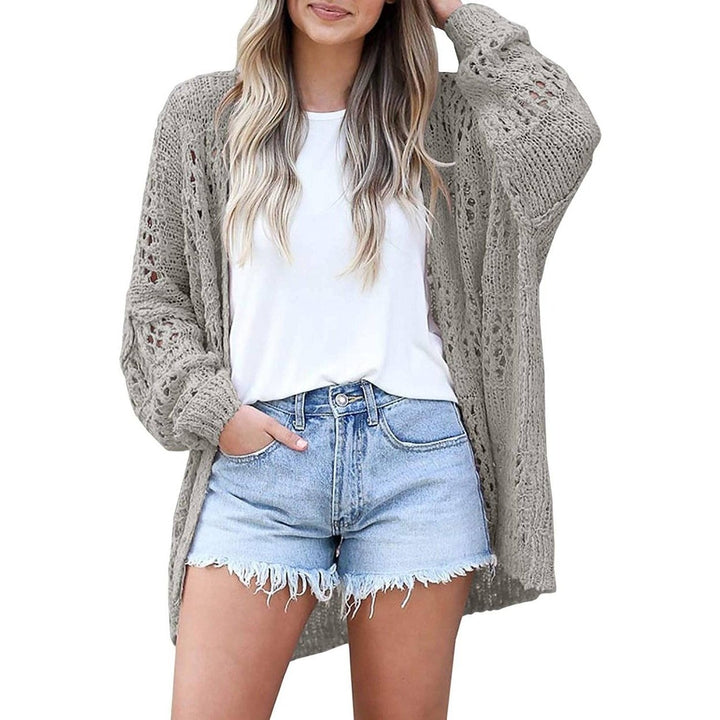 Ladies Crochet Cardigan Sweater Image 1