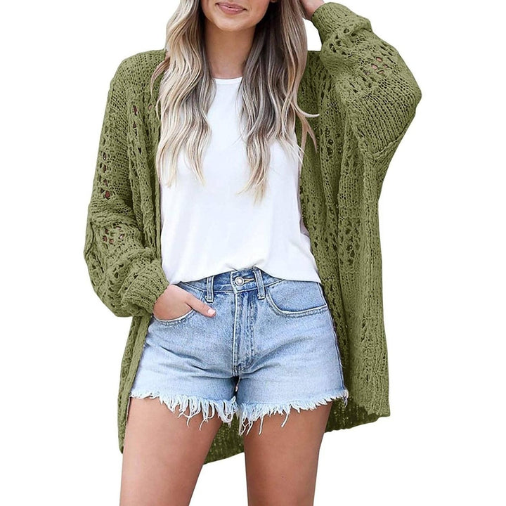 Ladies Crochet Cardigan Sweater Image 1